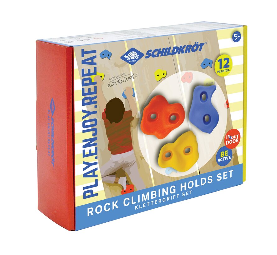 Schildkröt Klettergriffe Set mit 12 Klettersteinen für Kletterwand, Spielturm und Spielhaus