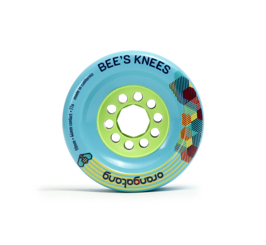 Ruedas para longboard Orangatang Bees Knees de 90 mm, color azul, juego de 4 ruedas para descenso y larga distancia.