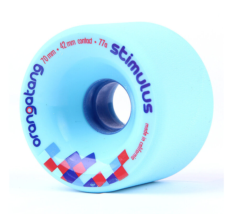 Orangatang Stimulus 70mm Longboard Wielen Blauw Set van 4 Freeride Wielen voor Slides, Cruisen en Carven