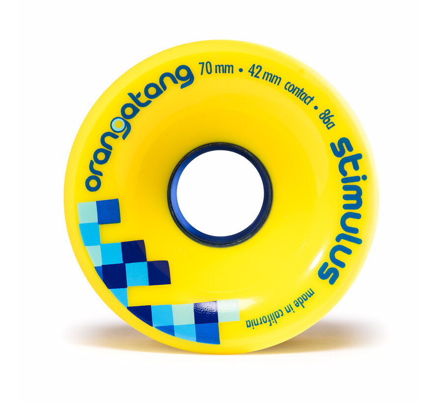 Orangatang Stimulus 70mm Longboard Wielen Yellow Set van 4 Freeride Wielen voor Slides, Cruisen en Carven