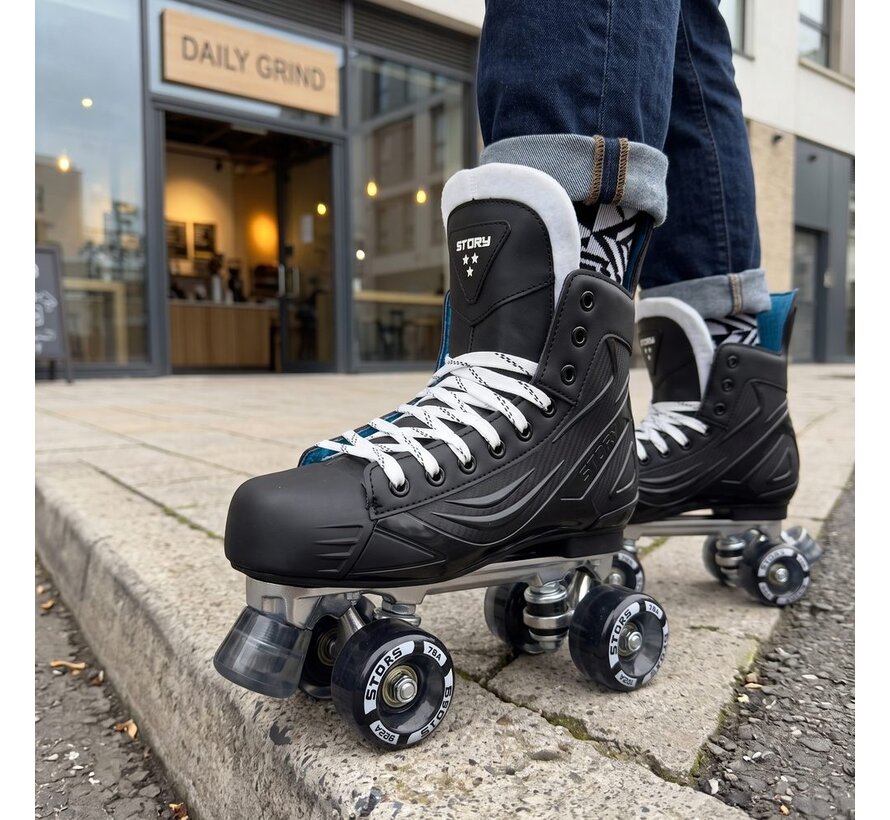 Patines de ruedas Story Elite Side-by-Side: patines de cuatro ruedas de primera calidad con máxima estabilidad, comodidad y ruedas de PU para uso recreativo intensivo y general.