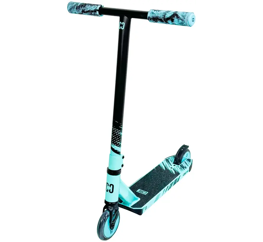 Hulajnoga wyczynowa CORE CB1 Mini w kolorze czarno-turkusowym, 71 cm, z kołami 110 mm, aluminiową platformą i systemem kompresji IHC