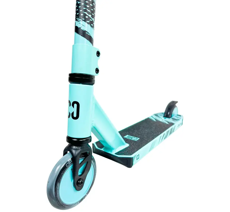 CORE CB1 Mini Stunt-Scooter, schwarz/türkis, 71 cm, mit 110-mm-Rädern, Aluminiumdeck und IHC-Kompressionsfederung