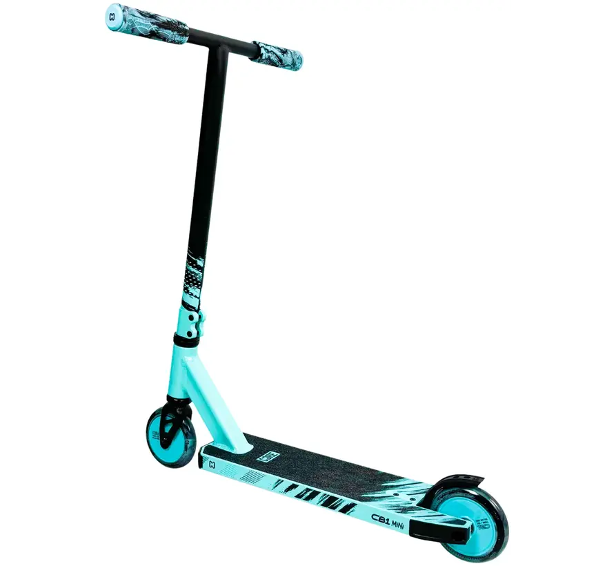 Hulajnoga wyczynowa CORE CB1 Mini w kolorze czarno-turkusowym, 71 cm, z kołami 110 mm, aluminiową platformą i systemem kompresji IHC