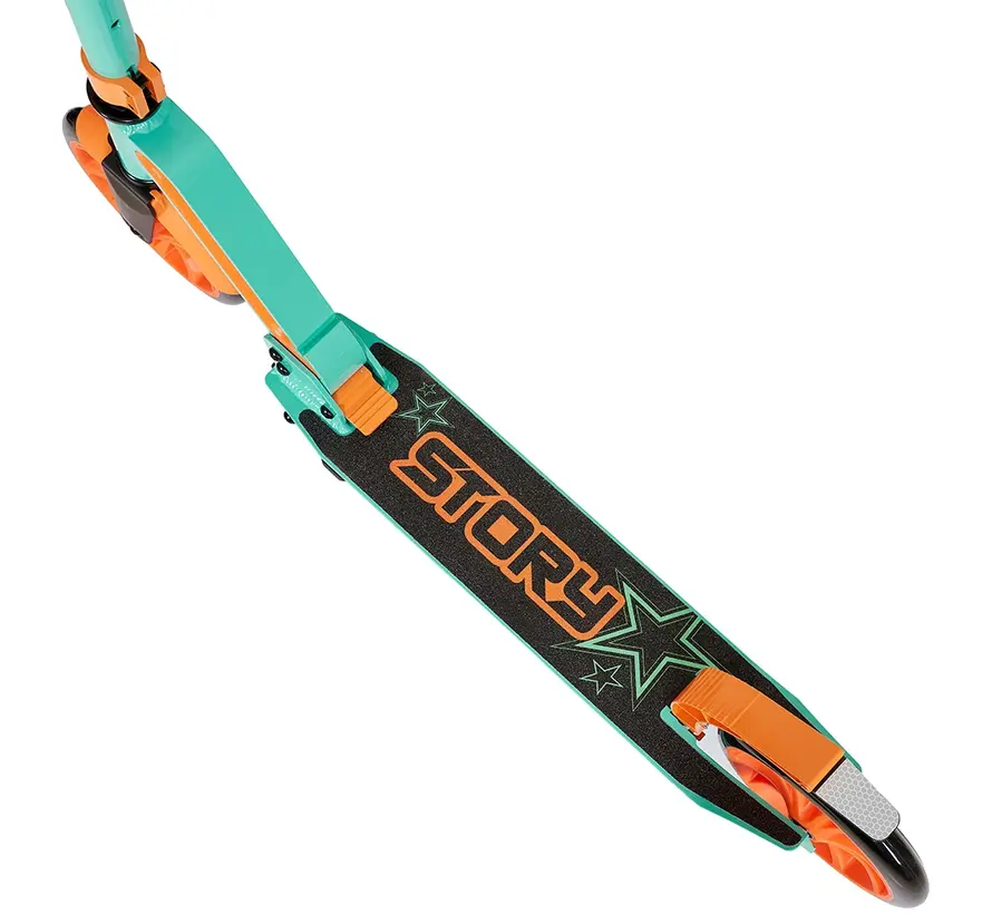 Monopattino pieghevole Story GO Deluxe per pendolari, colore menta/arancione, 80-106 cm