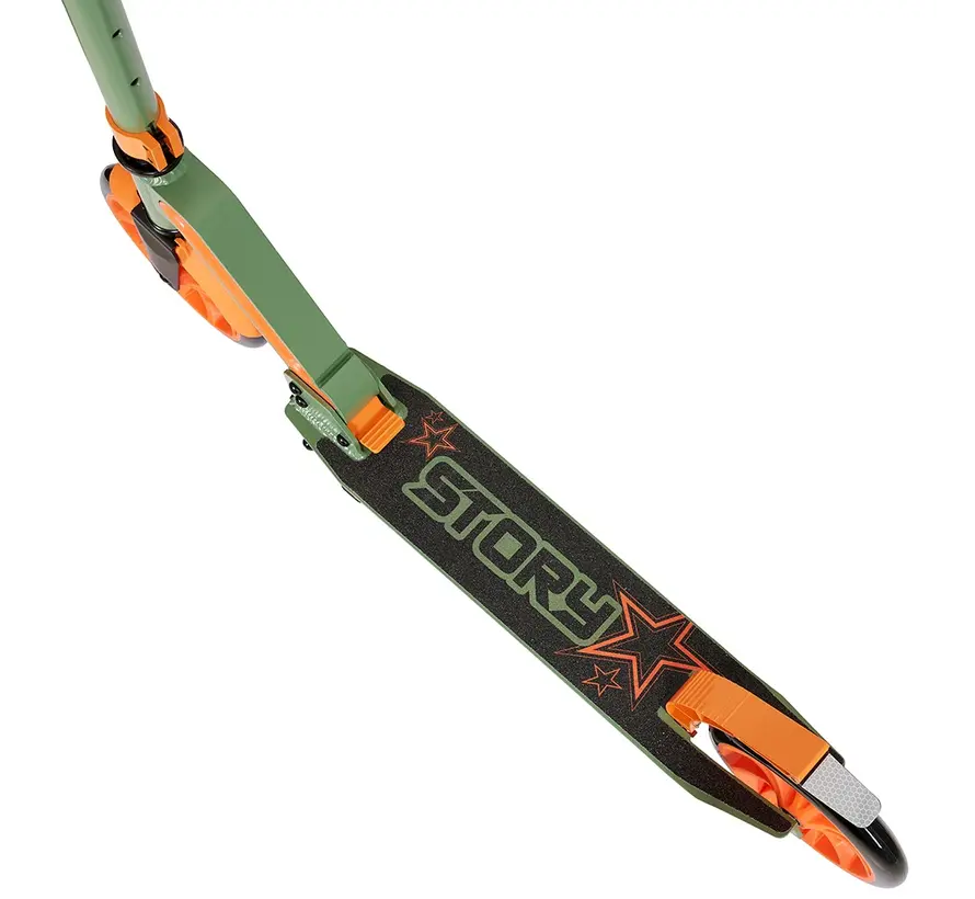 Story GO Deluxe Foldable Commuter Scooter Green/Orange 80-106 cm