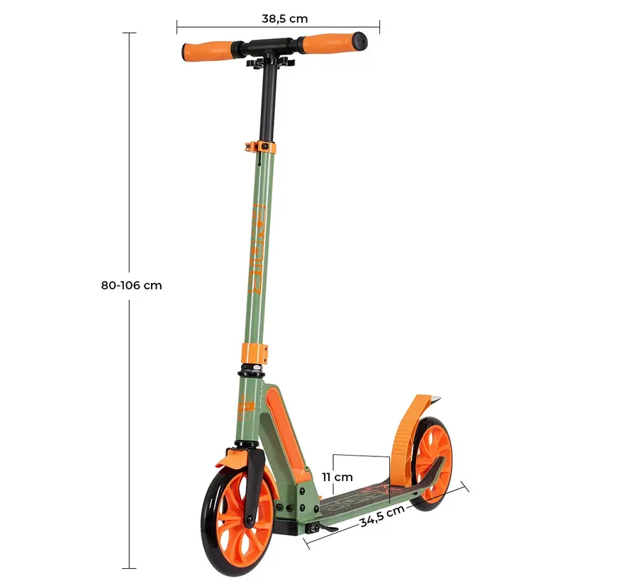 Story GO Deluxe Foldable Commuter Scooter Green/Orange 80-106 cm