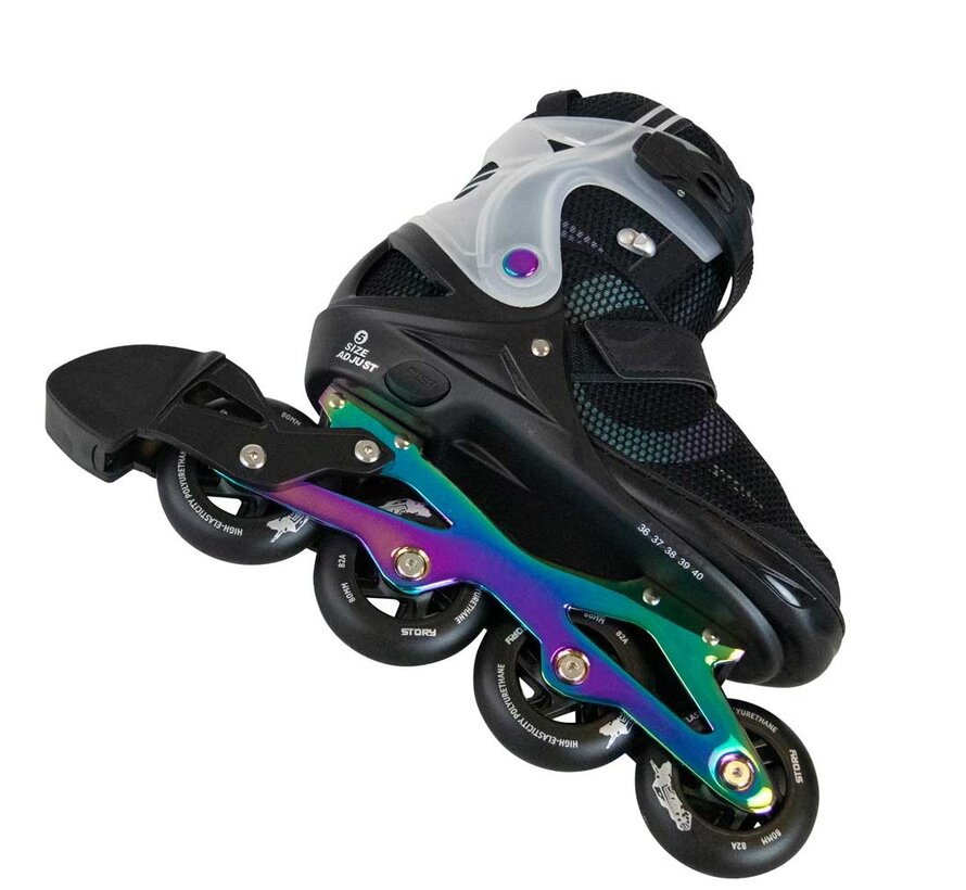 Patines en línea ajustables Story Motion, color negro/neocromo