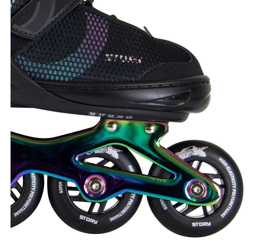 Patines en línea ajustables Story Motion, color negro/neocromo
