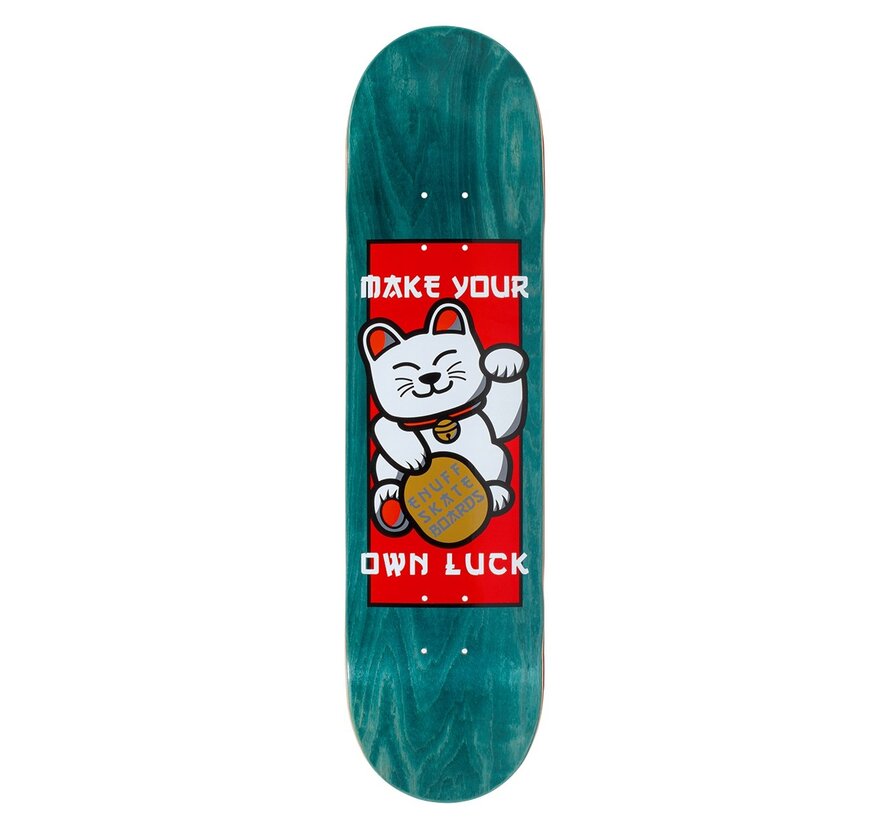 Enuff Designer Skateboard Deck Lucky Cat Green 7-Ply Maple Deck met Kleurrijke Graphic