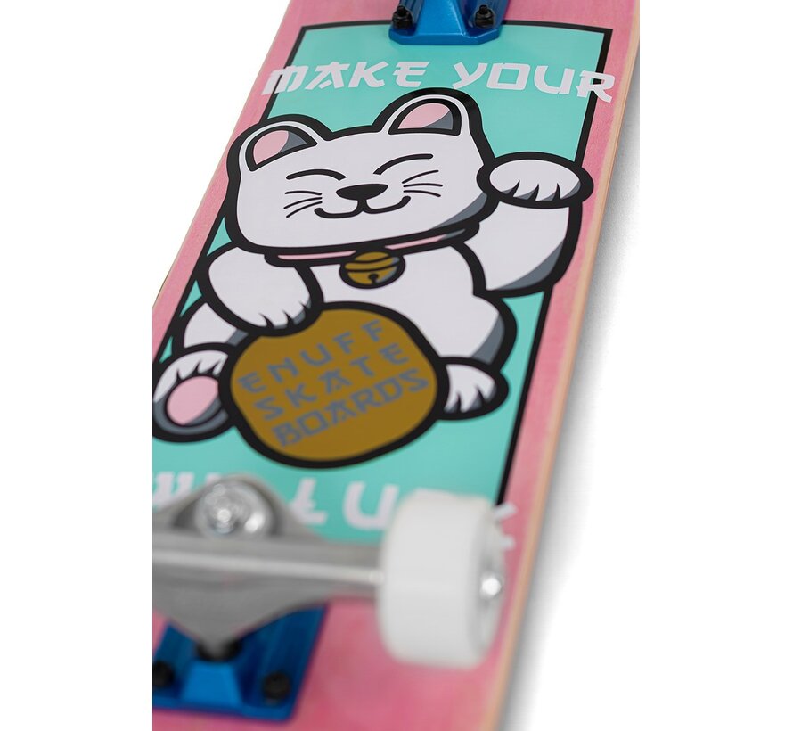 Monopatín completo Enuff Lucky Cat Mini rosa de 7,25"