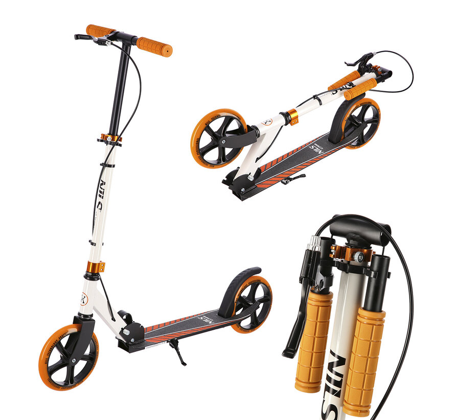 Trottinette Nils Extreme HM0107 Blanc Orange | Modèle pliable en aluminium