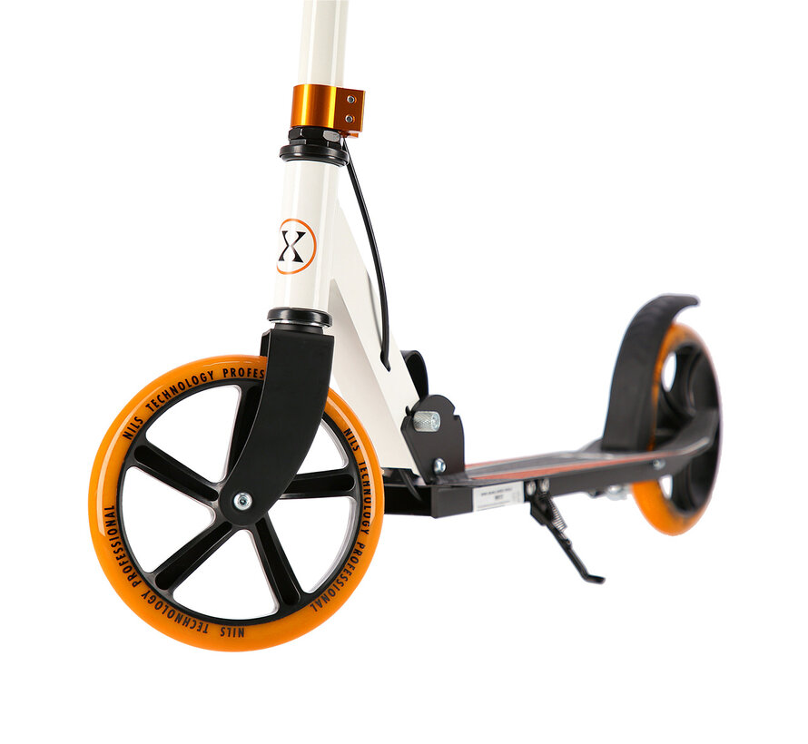 Patinete Nils Extreme HM0107 blanco y naranja | Modelo plegable de aluminio