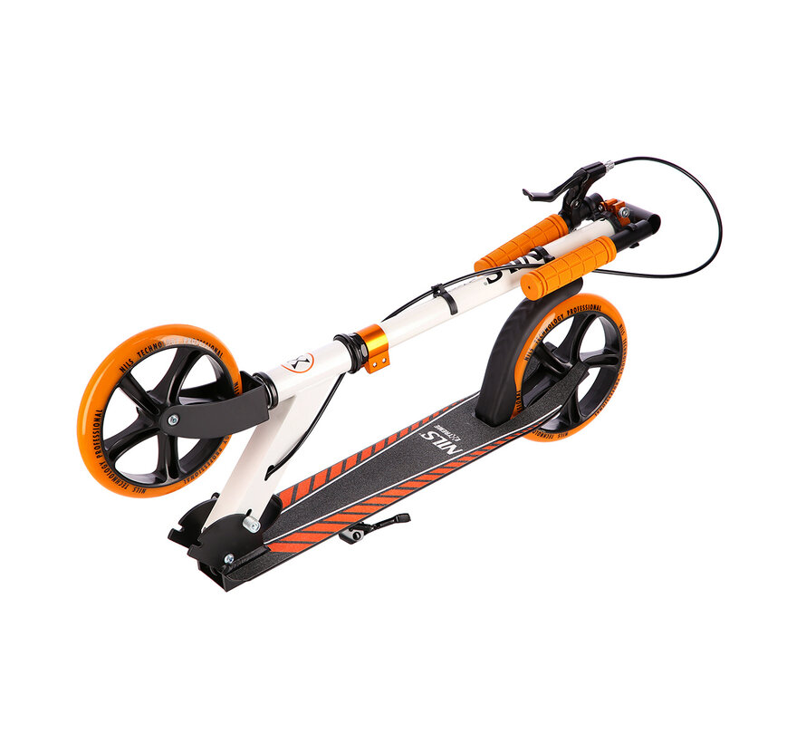 Patinete Nils Extreme HM0107 blanco y naranja | Modelo plegable de aluminio