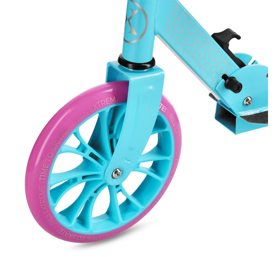 Trottinette pliable Nils Extreme HM1302 noire et bleue | Grandes roues de 200 mm et guidon réglable