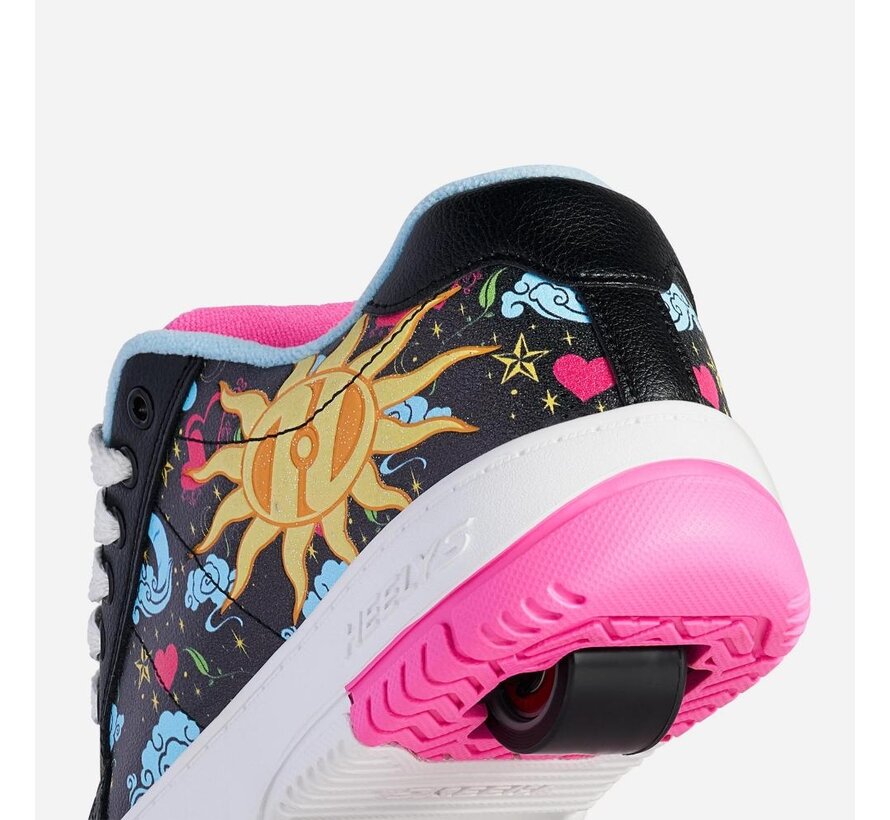 Heelys Kolect Prints Glow Noir / Bleu / Rose Néon – Chaussures à roulettes avec détails phosphorescents et roulements ABEC-5
