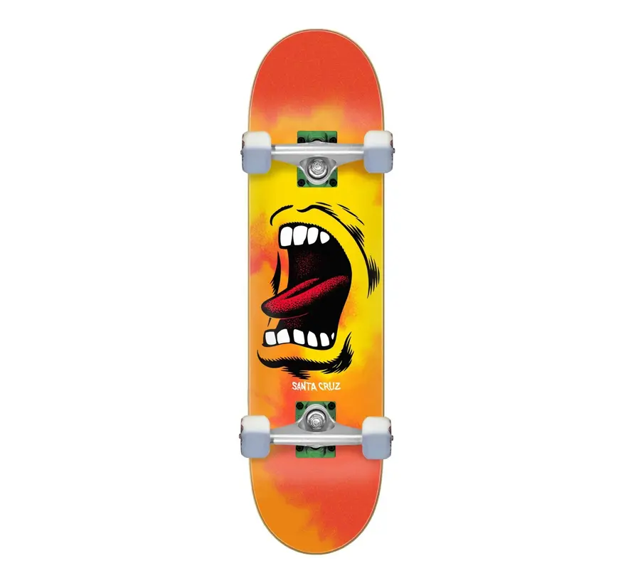 Santa Cruz Big Mouth Flame Full 8.0" Komplett-Skateboard Orange mit Krux Achsen und Slime Balls Rollen