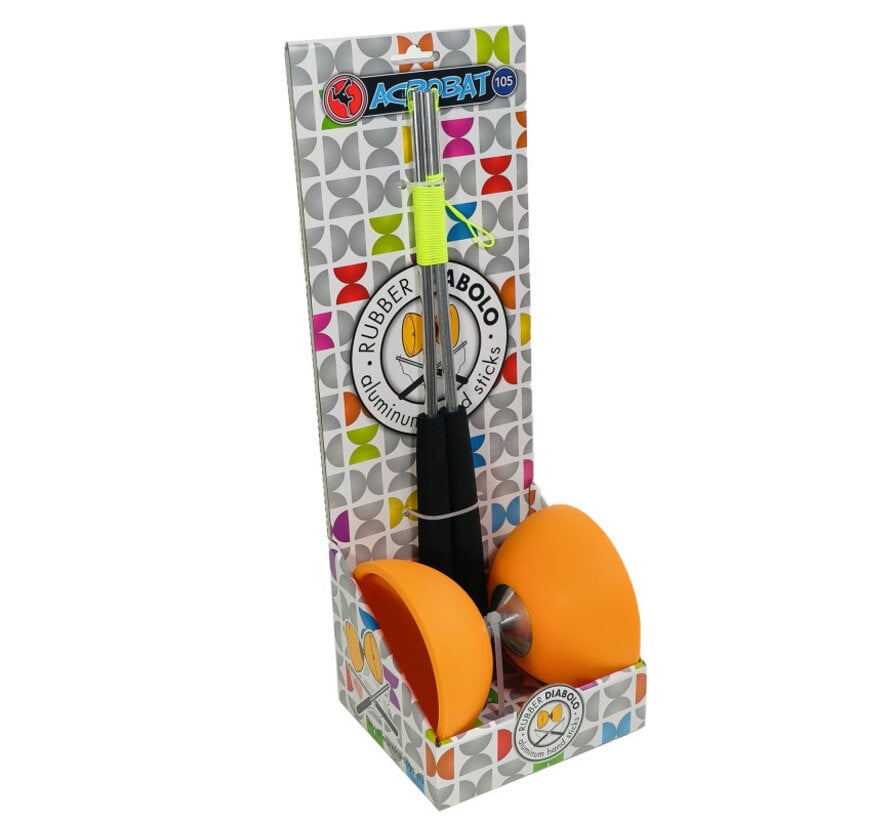 Acrobat Diabolo Set Oranje – 10,5 cm Diabolo met Aluminium Stokken