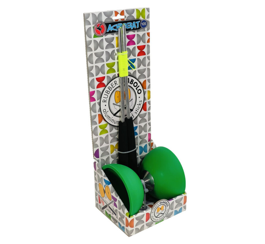 Acrobat Diabolo Set Groen – 10,5 cm Diabolo met Aluminium Stokken