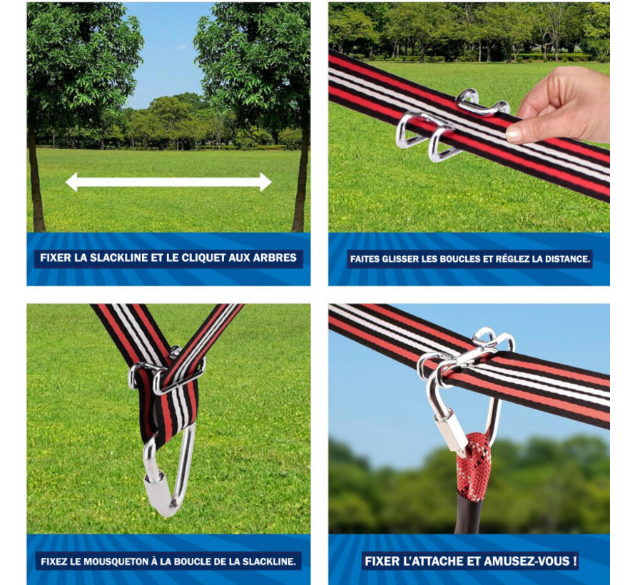 Ninja Line Zestaw Przeszkód 32 Elementy – Tor Ninja Slackline 20 m do Równowagi i Wspinania
