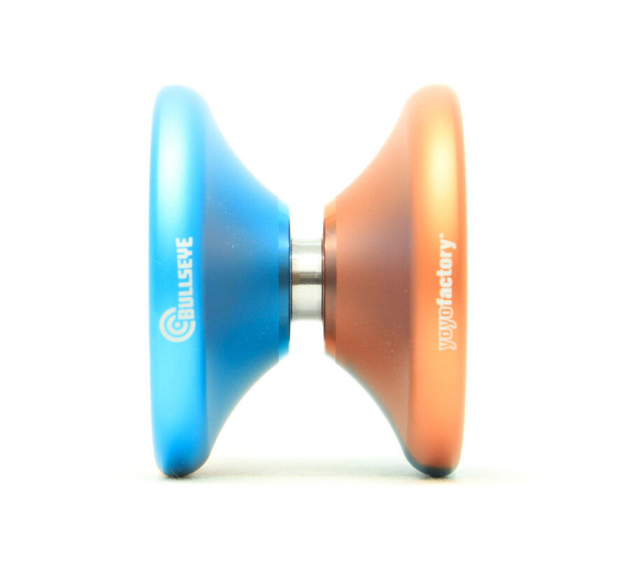 Yoyo Factory Bullseye Naranja Turquesa Degradado – Yoyo de aluminio sin respuesta para Fingerspins