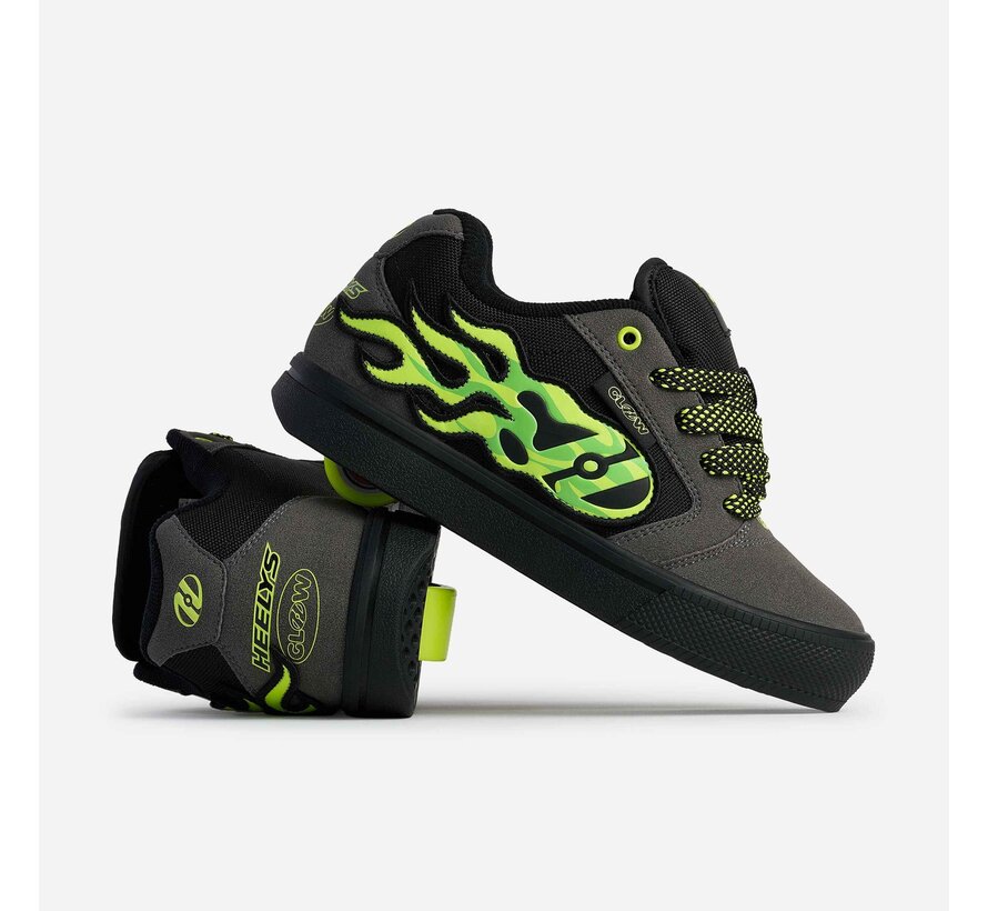 Heelys Pro 25 Glow in the Dark Grey/Black/Green – Zapatillas Heelys con ruedas