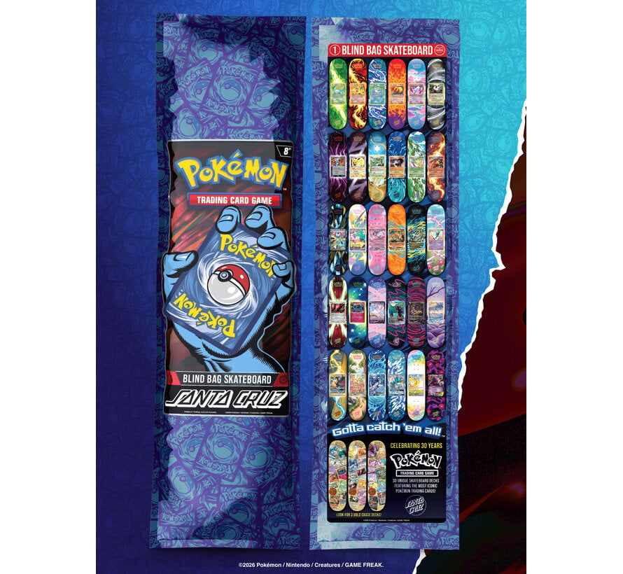 Santa Cruz x Pokémon Skateboard Deck Blind Bag – Limited Edition Mystery Deck met Exclusieve Pokémon Graphic