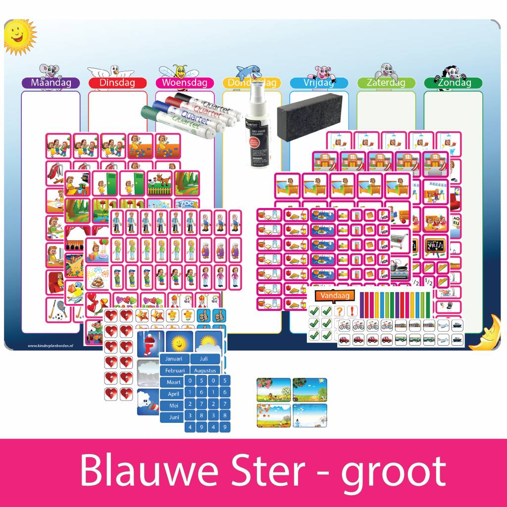 Kinderplanborden Planpakket Blauwe Ster - groot (meisje)