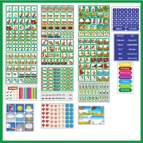 Zonneroosje Pictogramset 425 (jongen) - 425 planbord magneetjes