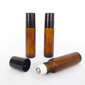 Essential Oil Supplies Roll-on bottle 10 ml. amber with metal roll-on