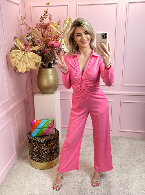 Ruched jumpsuit pink