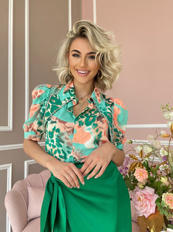 Ivy leopard print blouse mint