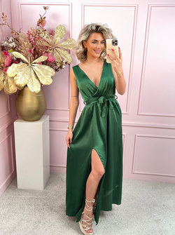 Gracy silk dress emerald
