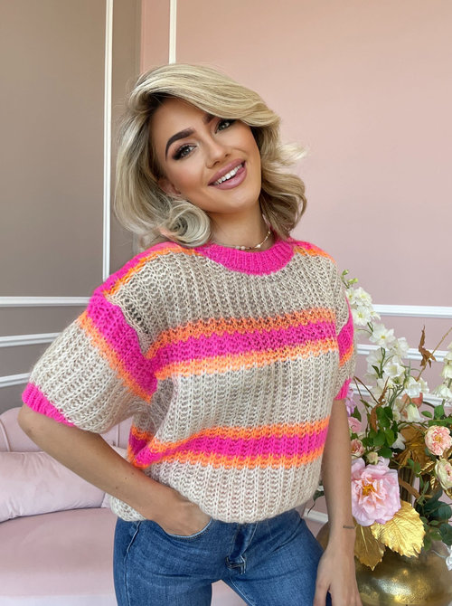 Xenna striped sweater fuchsia