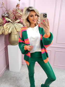 Knitted vest stripe short emerald