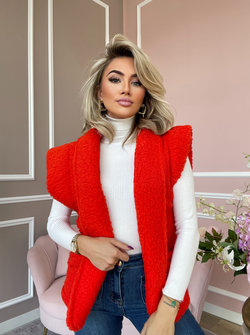 Teddy gilet coral red