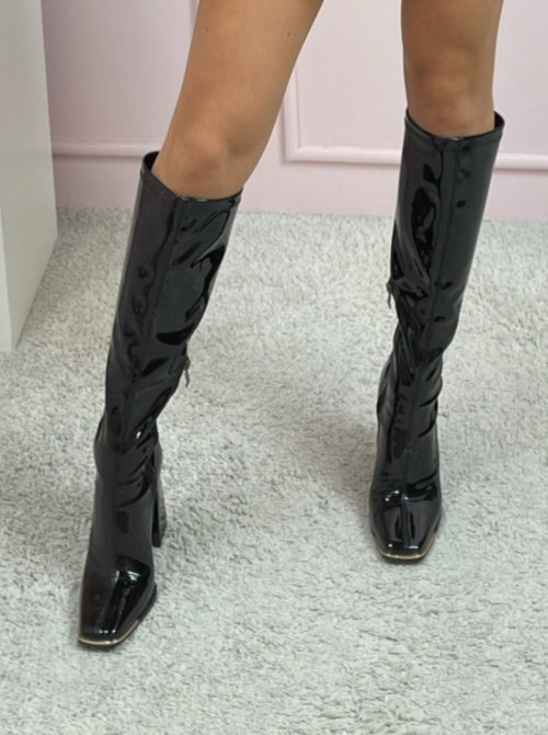 Leather look boots black