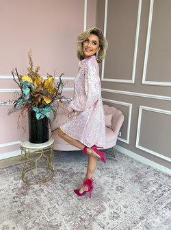 Kylie sequin blouse dress pink