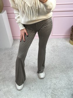 Zarina zigzag pants beige/black