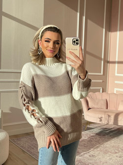Crista striped sweater taupe