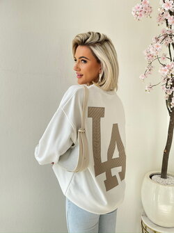 LA sweater white & beige