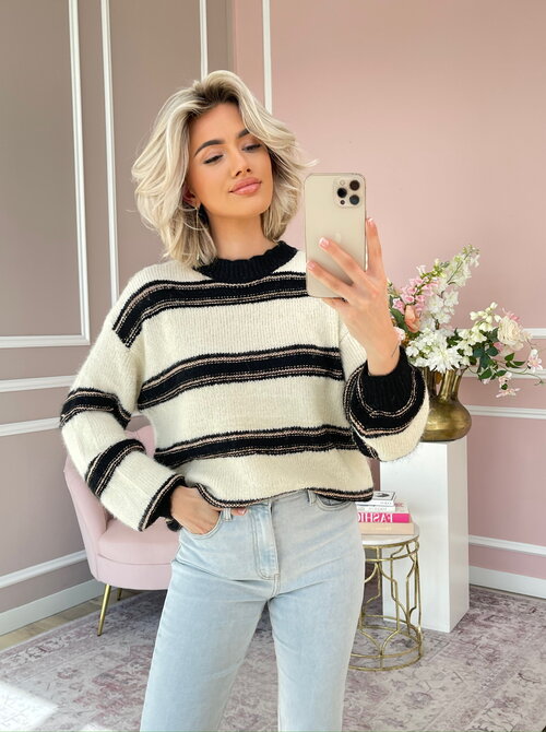 Babette striped lurex sweater black
