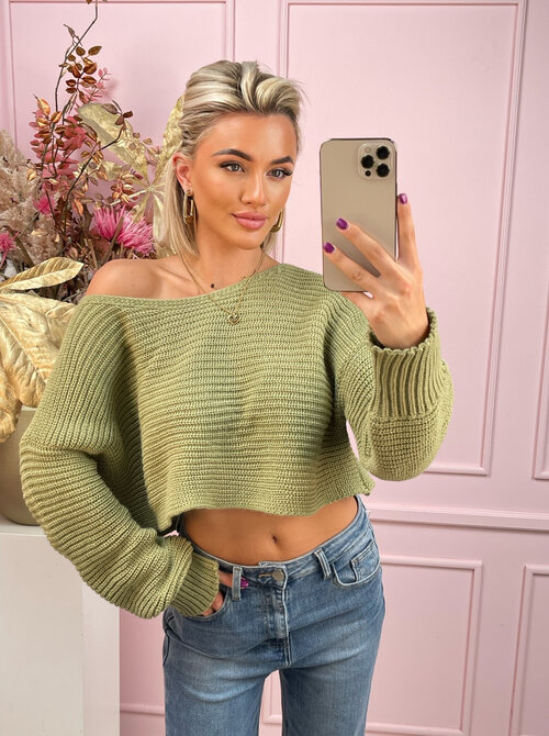 Cropped sweater pistache