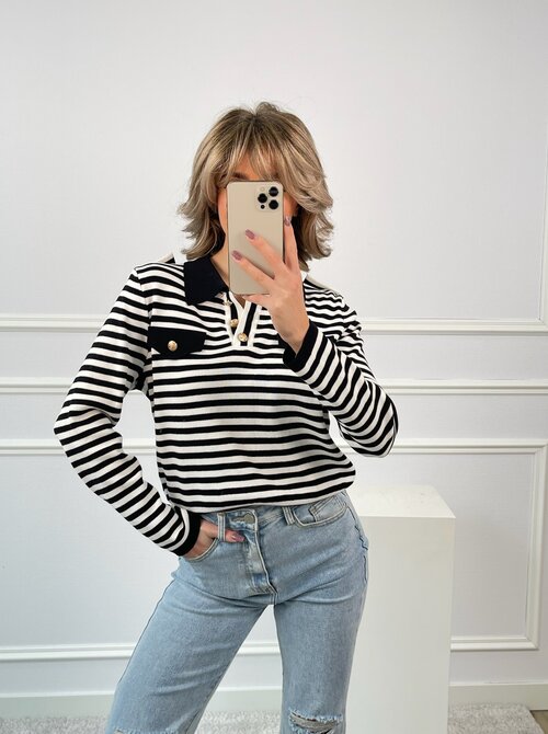 Lesley striped top black/white
