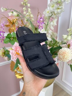 Denim sandals black