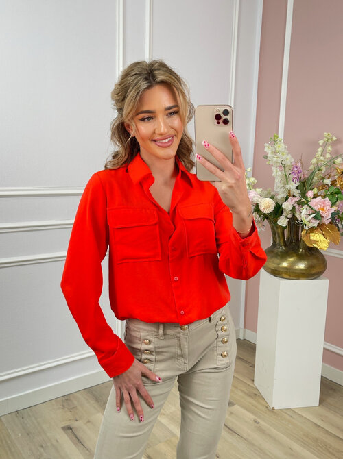 Vivian blouse coral red