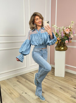 Jeans puff blouse