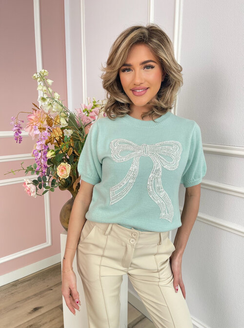 Fiona bow sweater mint