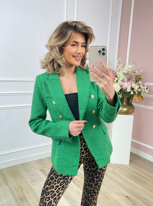 Tweed blazer emerald