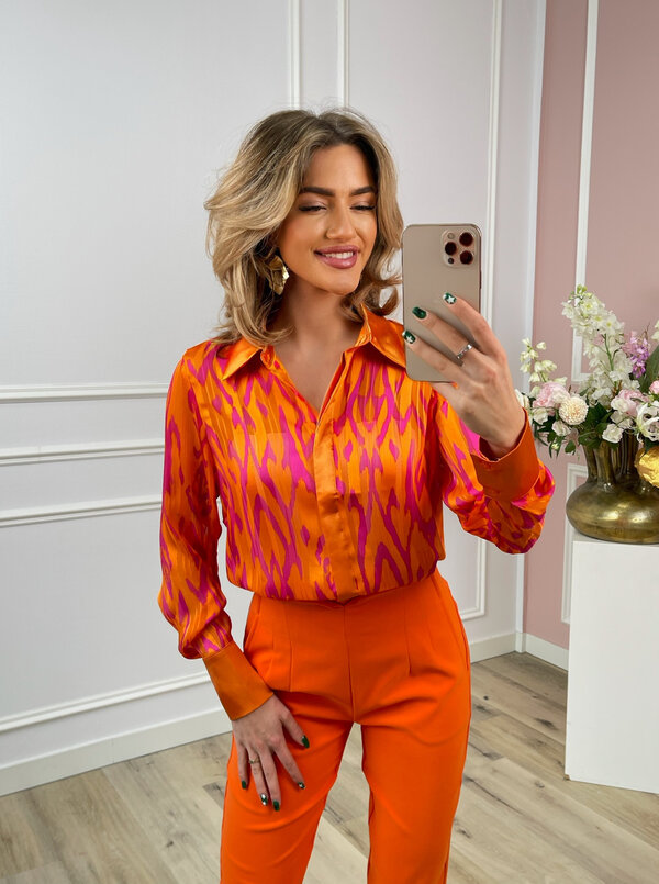 Eloise zigzag blouse orange/pink
